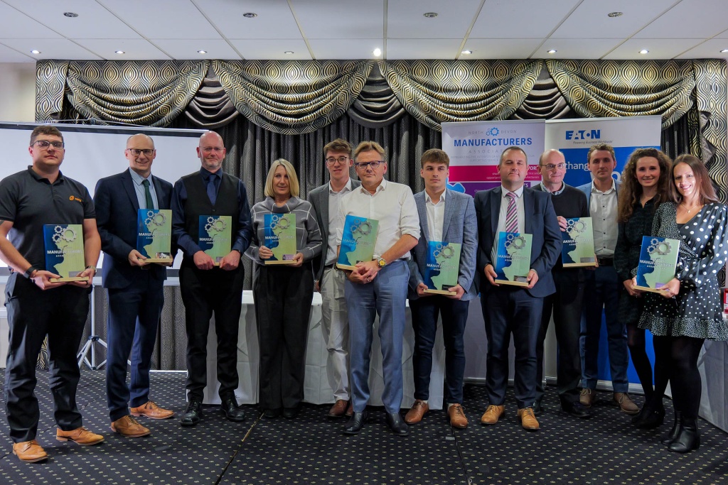 NDMA award winners 2024 gather on stage following the prizegiving ceremony at the Barnstaple Hotel